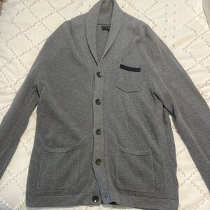 rag & bone Men's Gray Button Up Cardigan with Shawl Collar